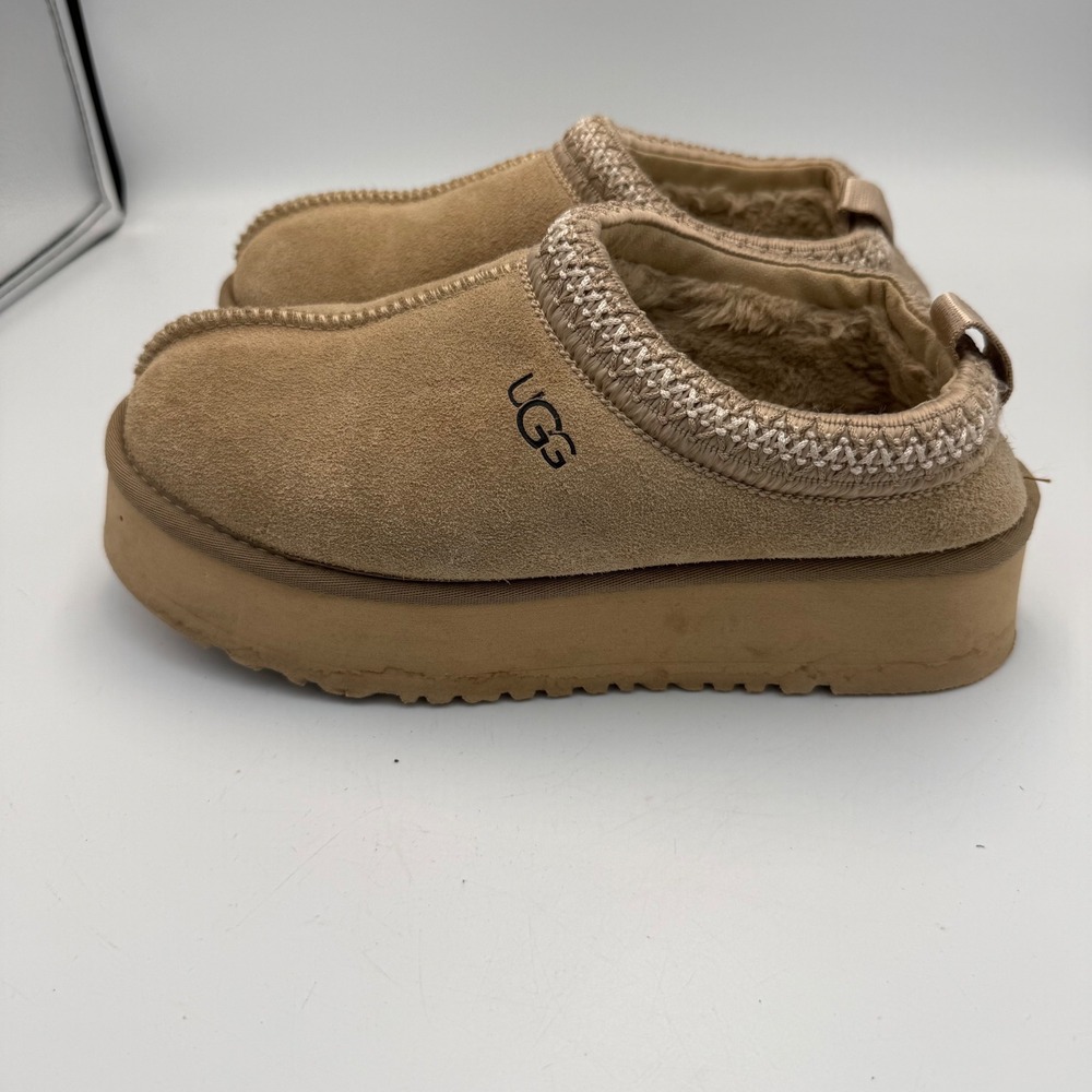 UGG Tazz Platform Suede Slipper Mustard Seed Tan 1122553 Womens 7 - Picture 4 of 7